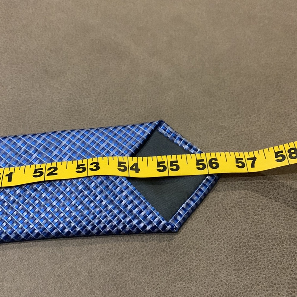 Checked Patterned Tie (Blue) - Picture 8 of 9